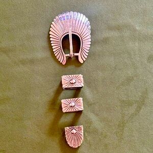 Vintage 3/4” Sterling Silver Buckle Set.  Signed MP